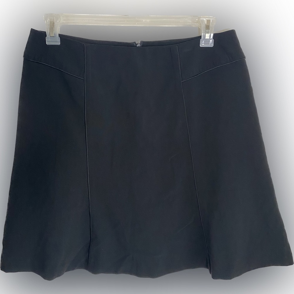 Y2K Worthington petite stretch black four panel satin lined skirt size 14P